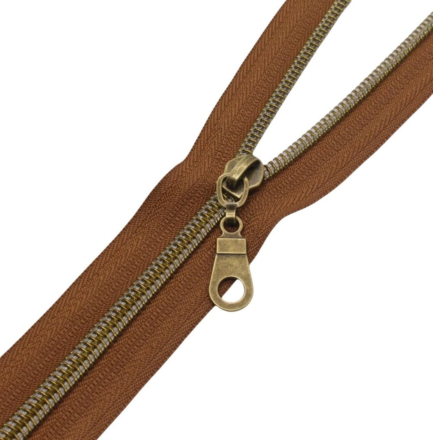 YaHoGa #5 Antique Brass Metallic Nylon Coil Zippers by The Yard Bulk Brown Ta…