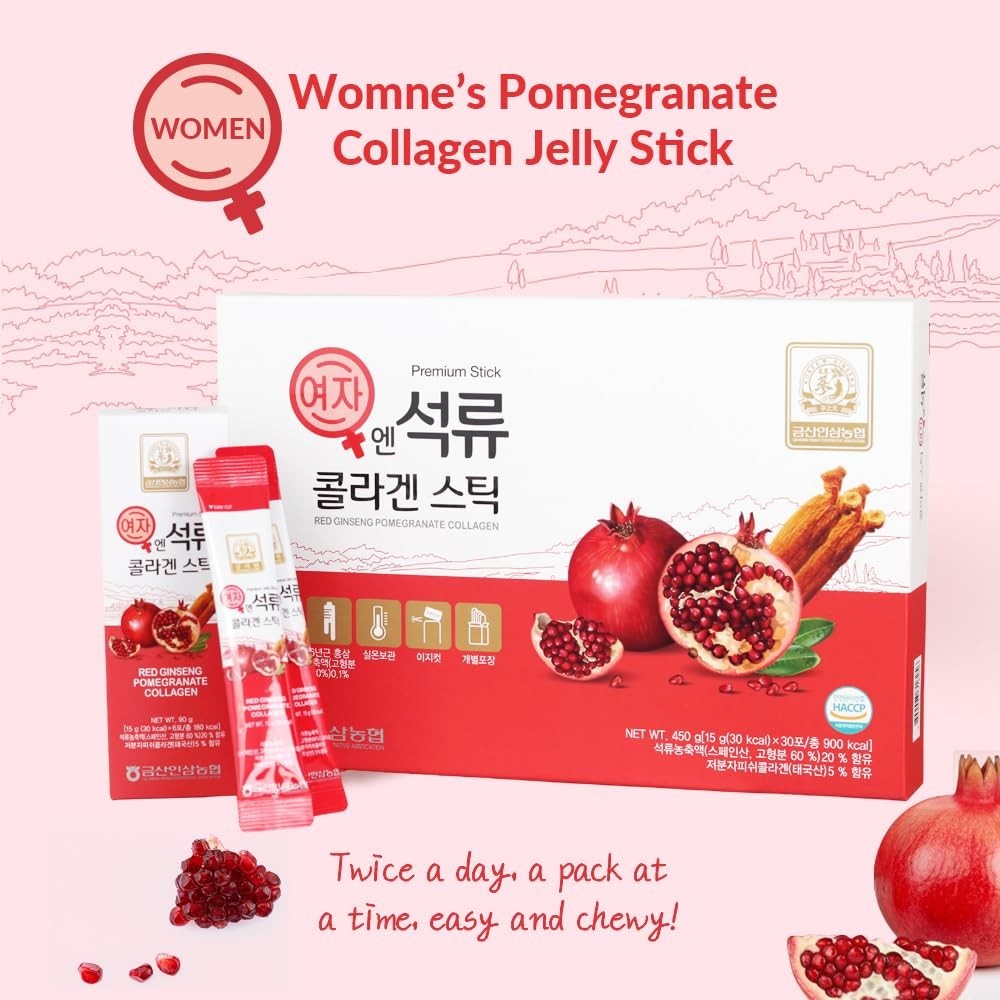 Korean Pomegranate Collagen Jelly Sticks – 5 Pack, 30 Count, 5.1oz – Beauty Supp