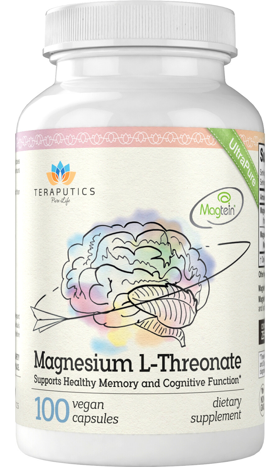 Magnesium L Threonate (Magtein) – 100 Vegan Capsules – Non-GMO UltraPure
