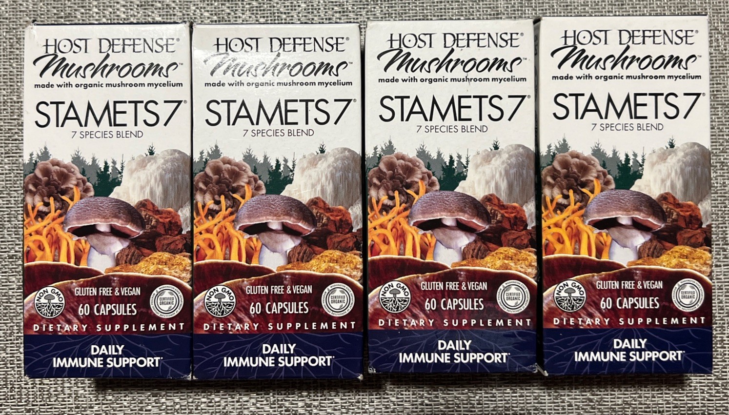Host Defense Mushrooms Stamets 7- Daily Immune Support 60caps EXP 06/2026 (Pack4
