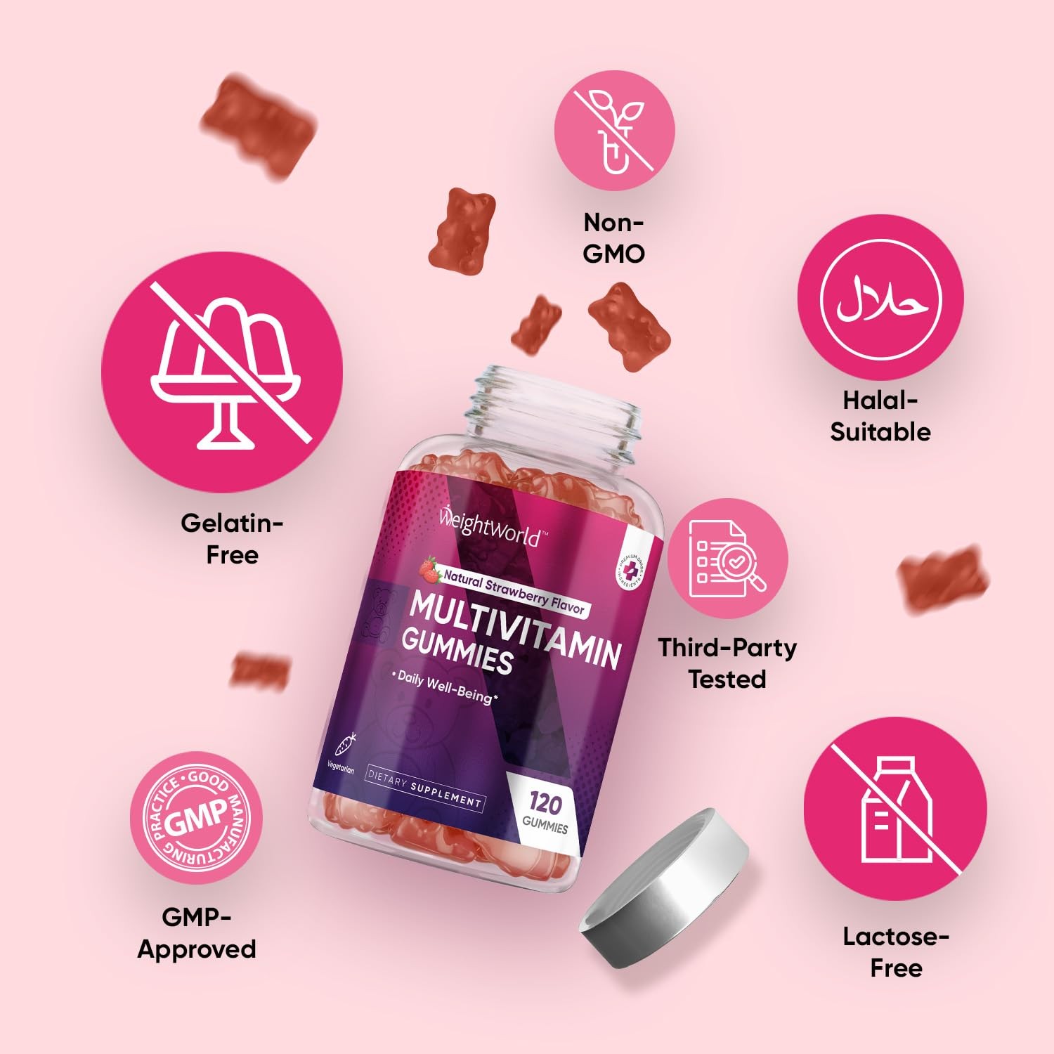 WeightWorld Adult Multivitamin Gummies for Women & Men 120 Count (Pack of 1)