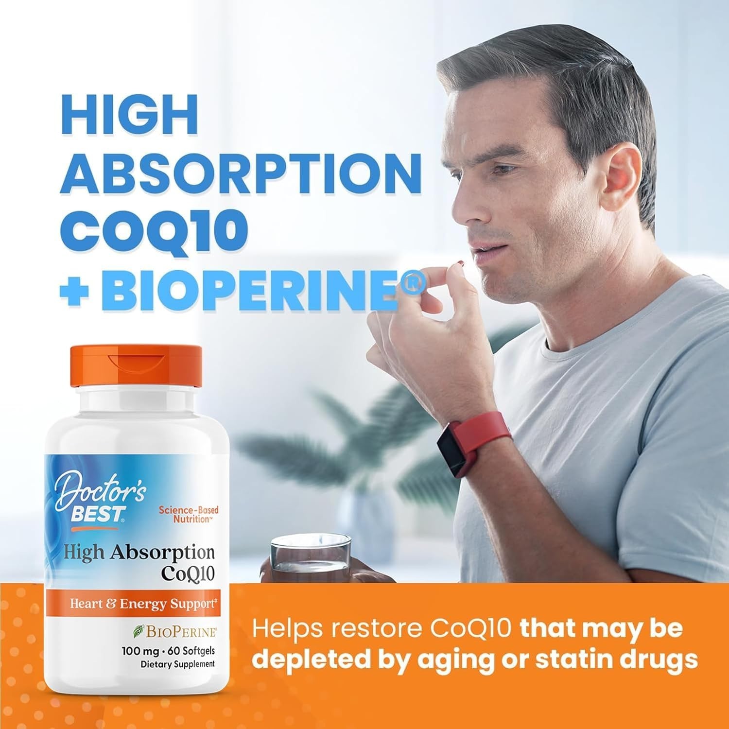 100 mg High Absorption CoQ10 with BioPerine – Heart Health & Energy, 60 Softgels