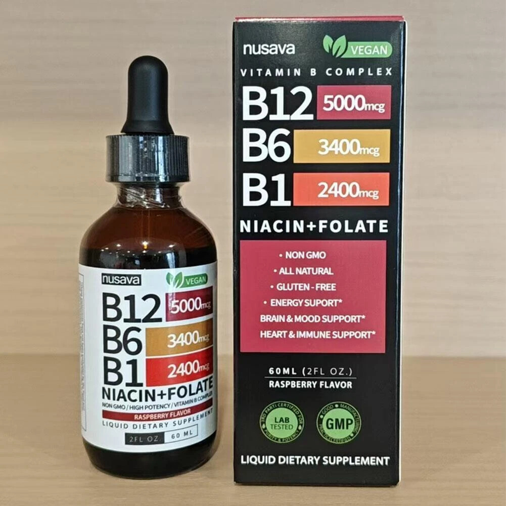 1-5 Liquid Vitamin B12 and B6 bottles Drops, B12 Sublingual Vitamin B Complex