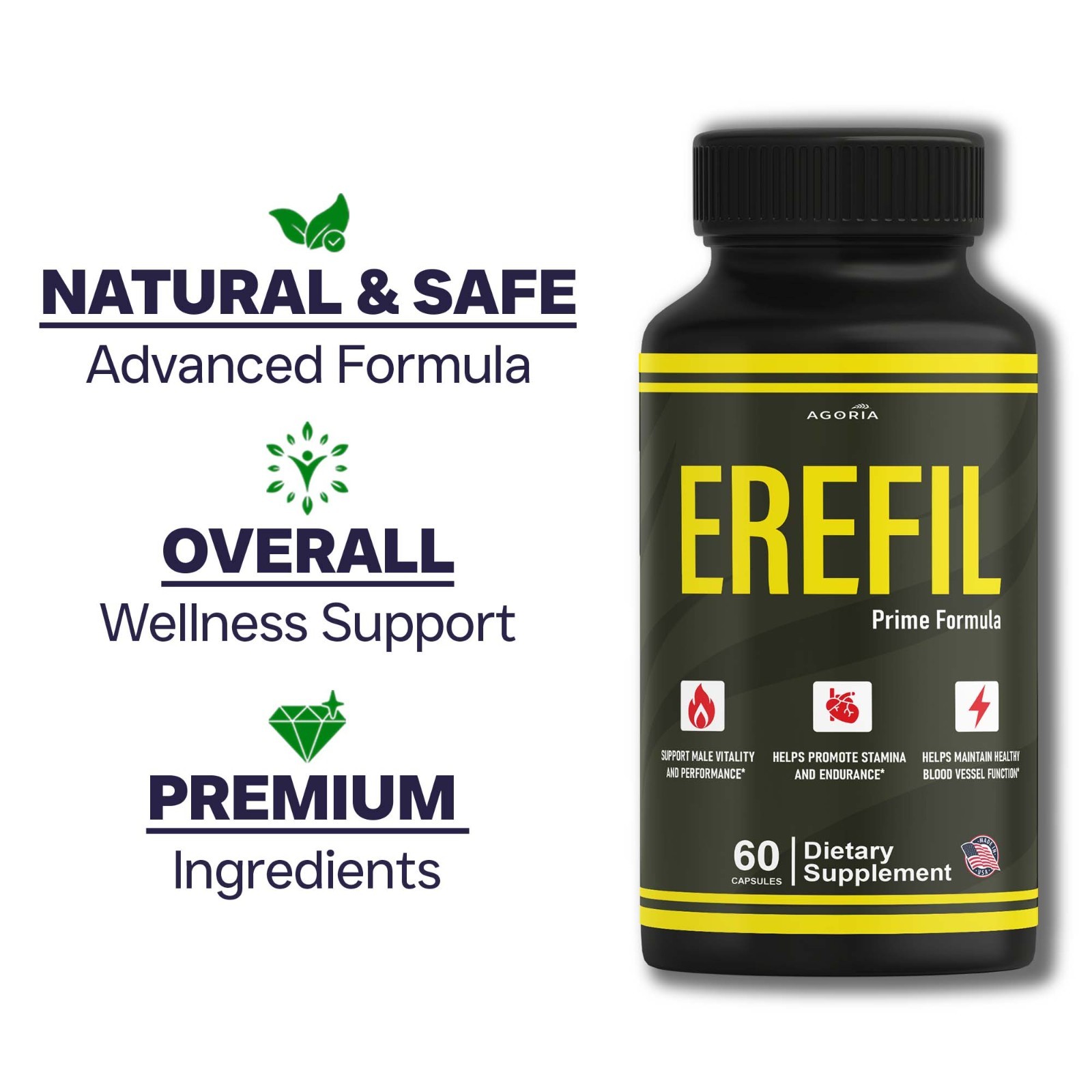(1 Pack) Erefil Advanced Male Health Support Vitamin Supplement Ere Fil Capsules