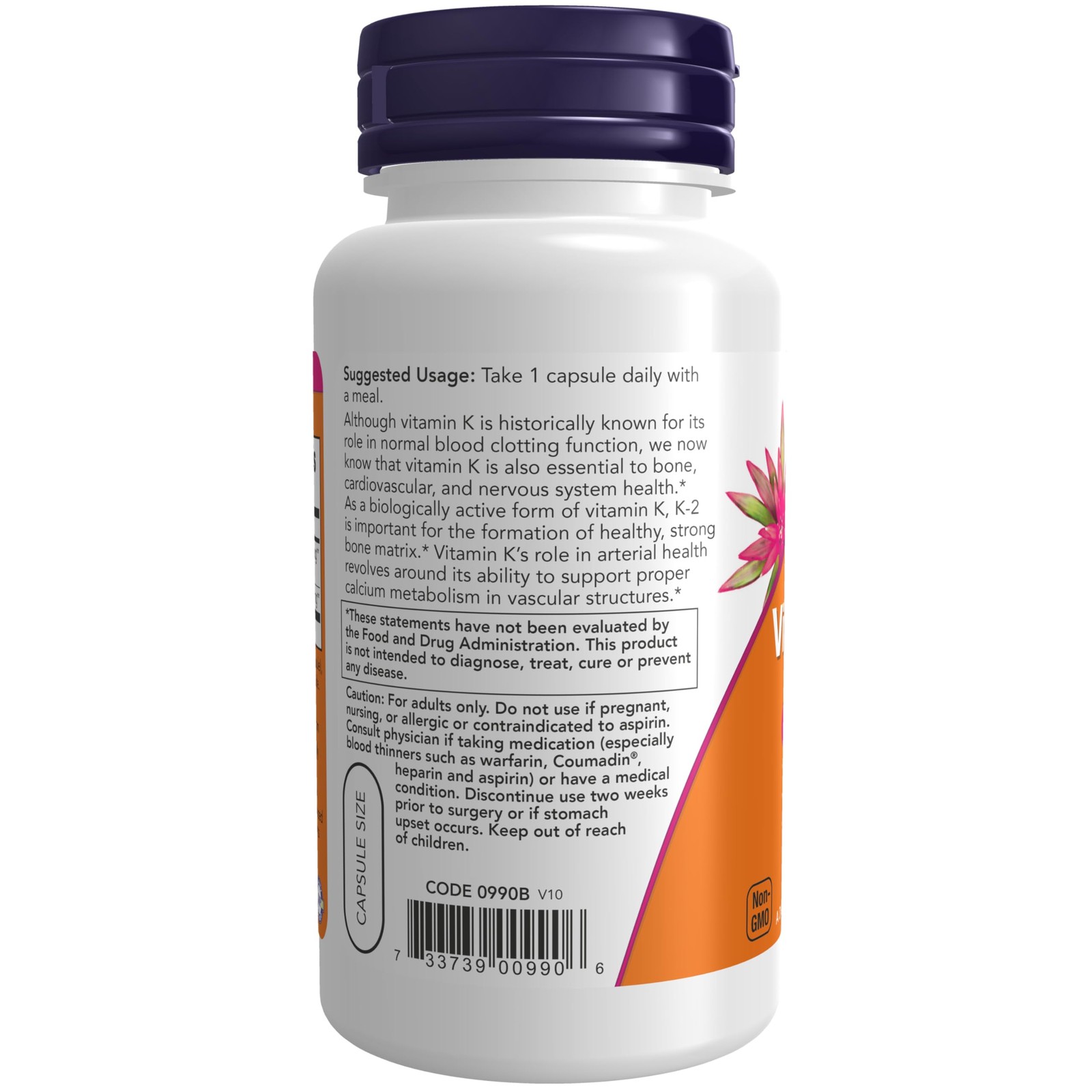 NOW Foods Supplements, Vitamin K-2 100 100 Count (Pack of 1), Green/Brown