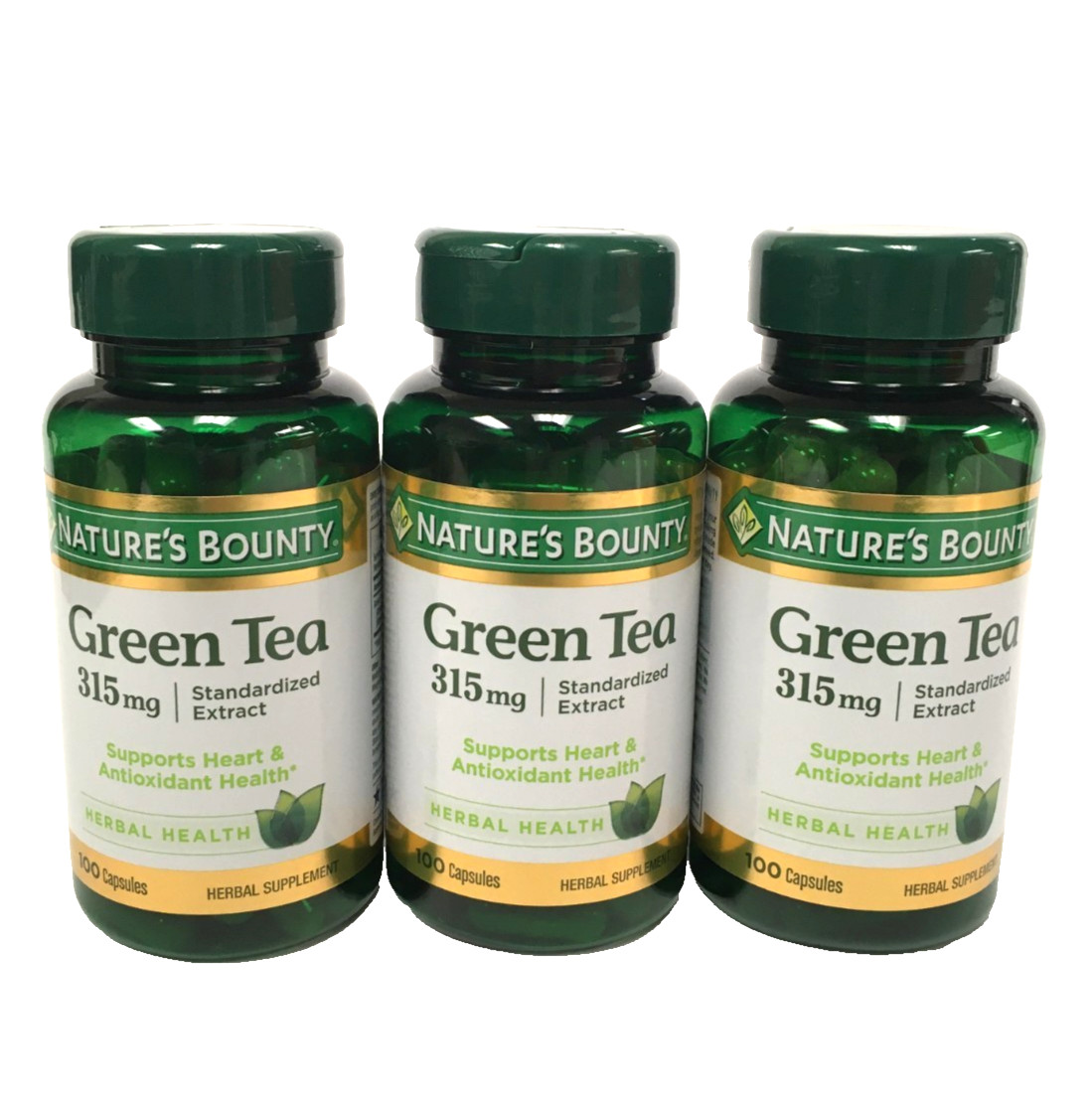 Nature’s Bounty Green Tea Extract 315 mg Capsules 100 Count Exp 03/2028, 3 Pack