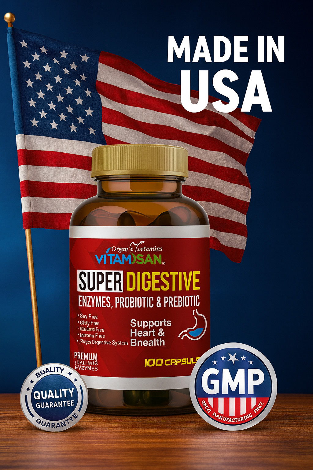 ProBio 100 Billion Prebiotics and Probiotics Live Active Cultures 100 CAPSULES