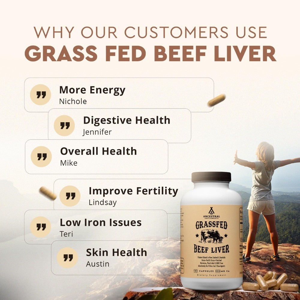Ancestral Supplement Grass fed Beef Liver 180 180 servings (1 pack)-