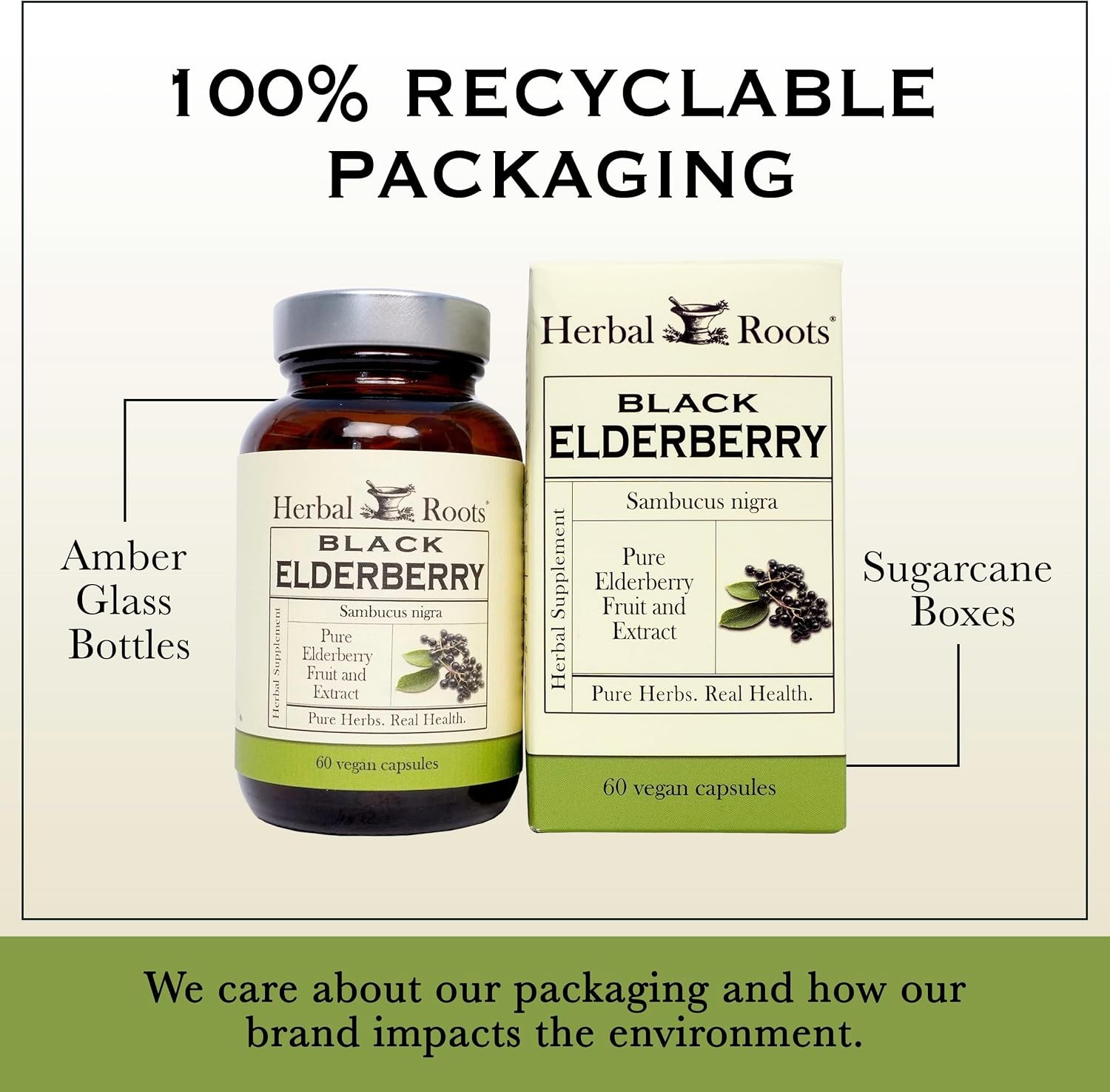Roots Organic Black Elderberry Capsules – Max Strength – USDA Certified O