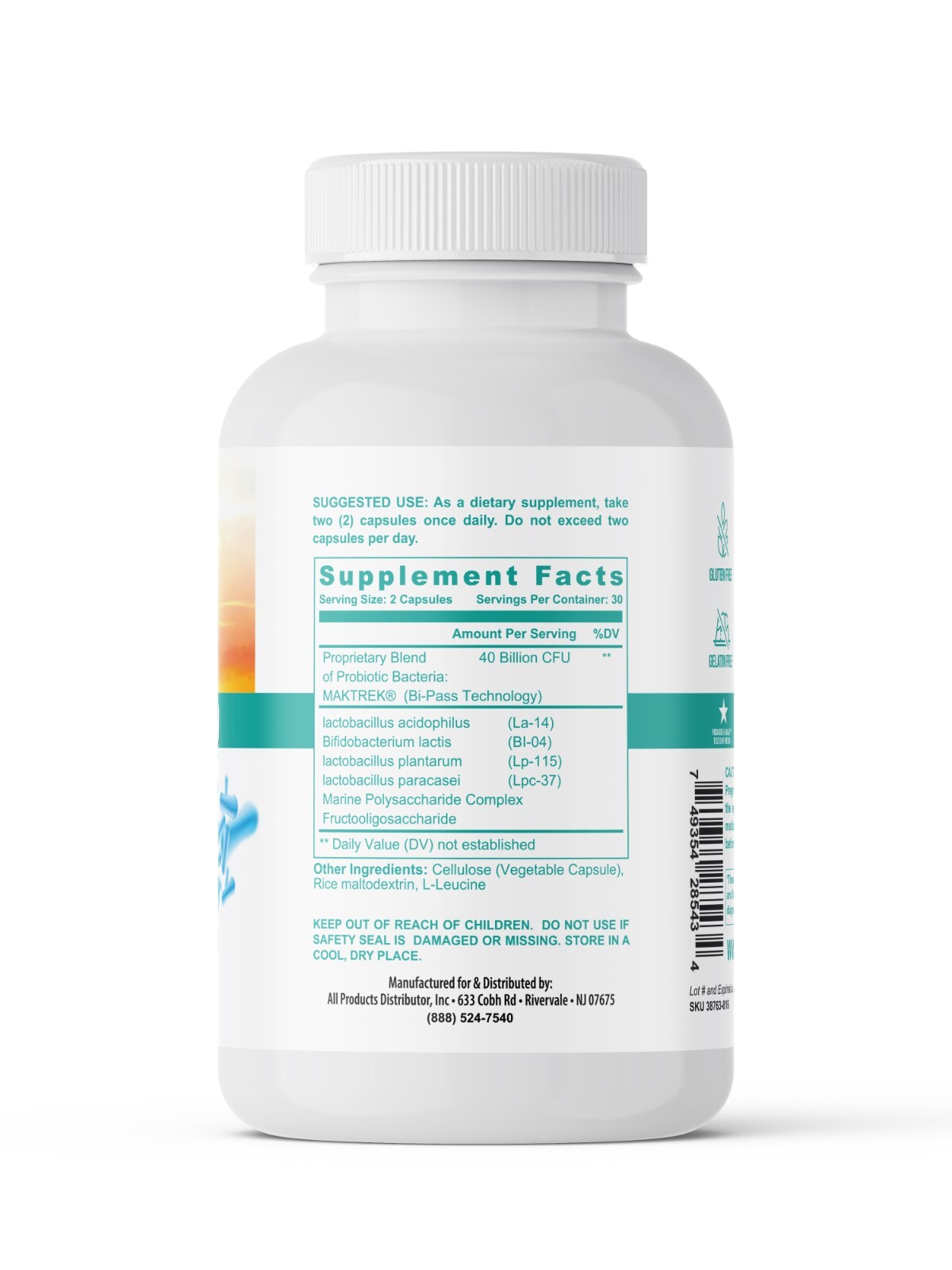 Probiotic Digestion Support 40 Billion CFU Body Defense 60 Caps, Pack of 2