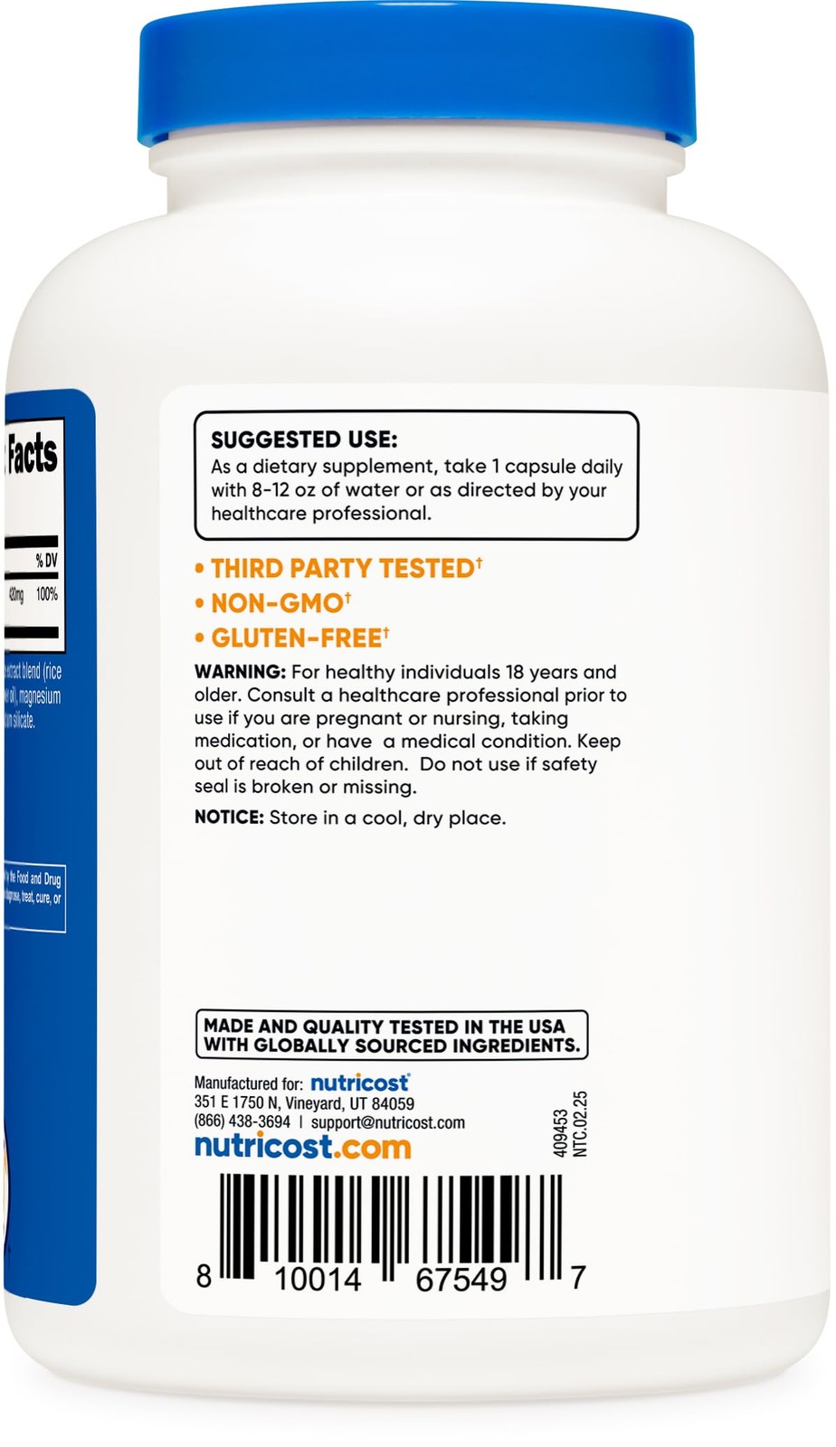Nutricost Magnesium Oxide 750mg, 240 Capsules – 420mg 240 Count (Pack of 1)