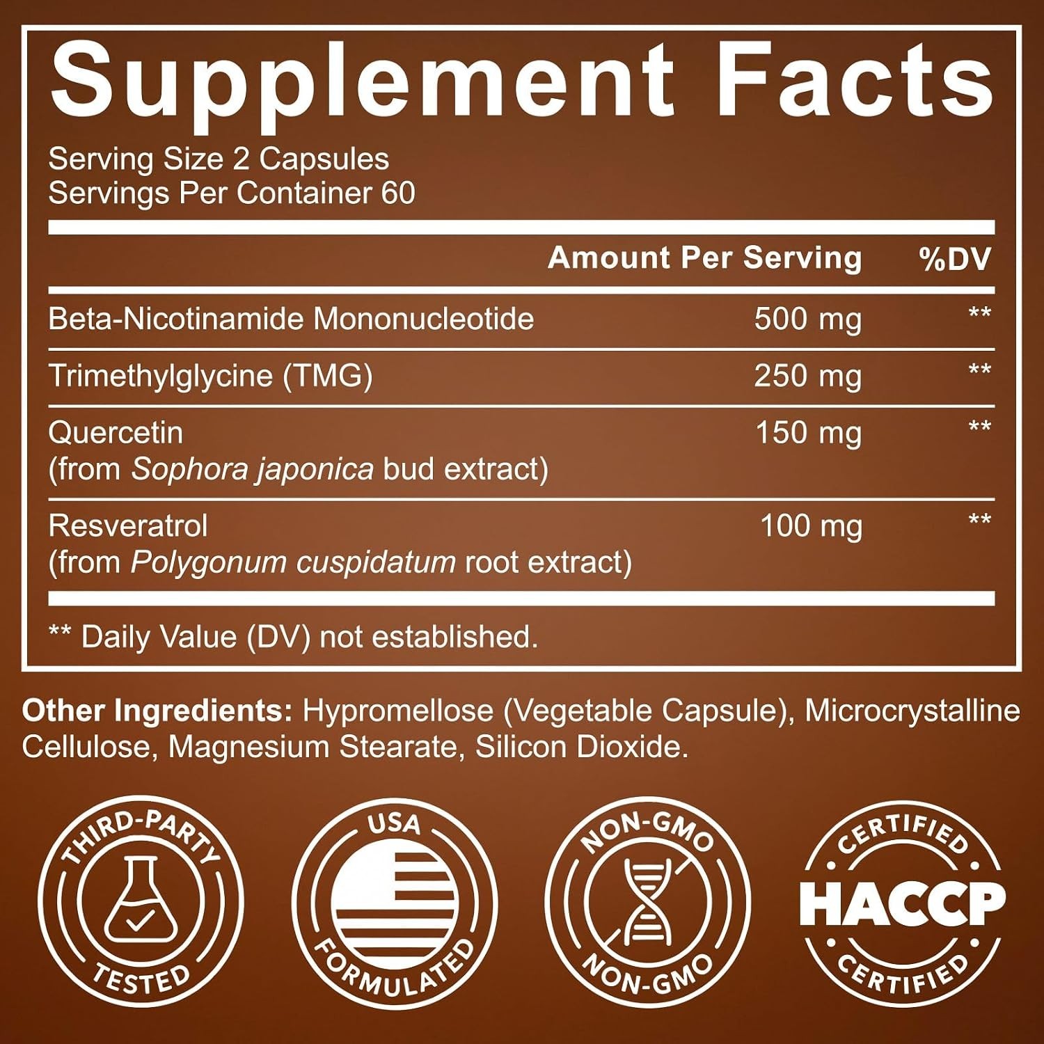 NMN Supplement, NMN Complex- 120 Veggie Capsules | High Purity NAD+ Precursor wi