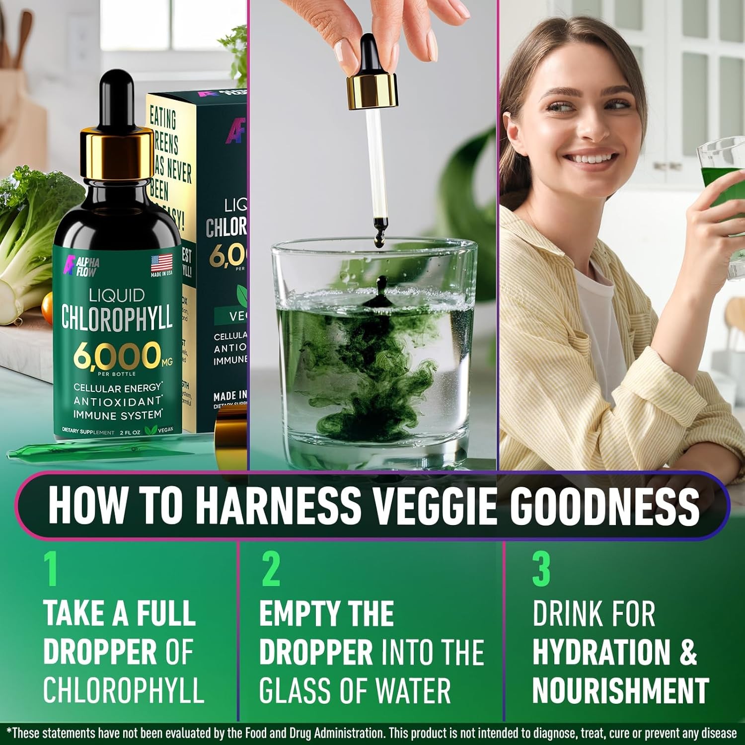 Chlorophyll Liquid Drops 6000 mg – Premium 2 Fl Oz (Pack of 1)