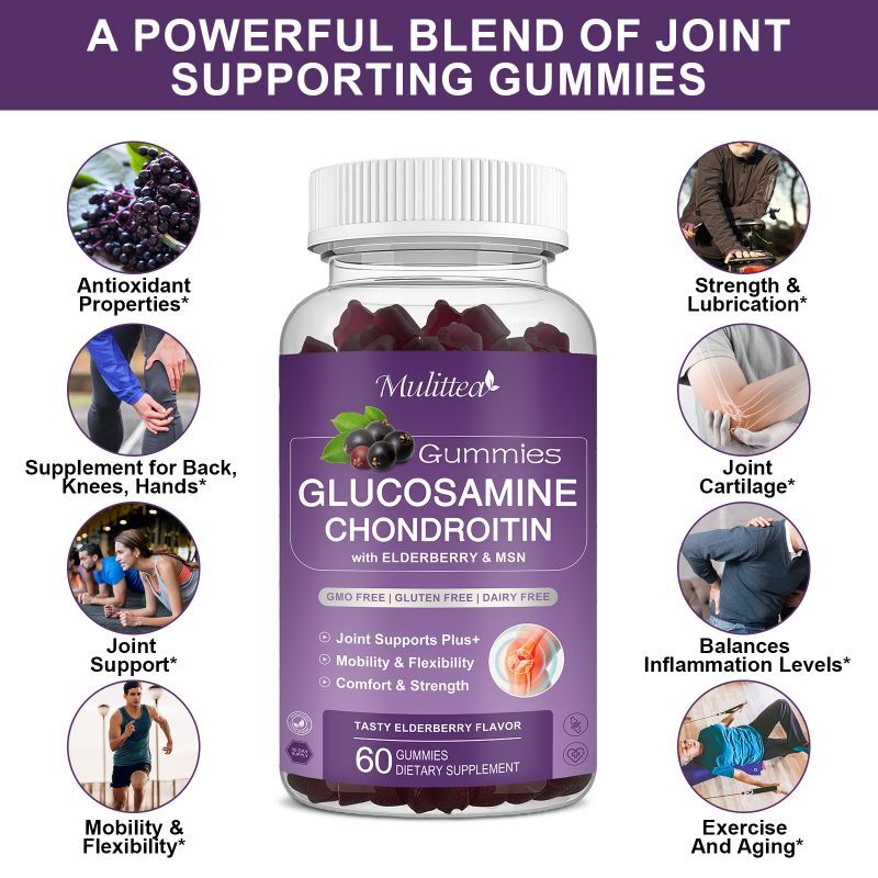 2 Pack Glucosamine Chondroitin Gummies With MSM & Elderberry for Joint Support