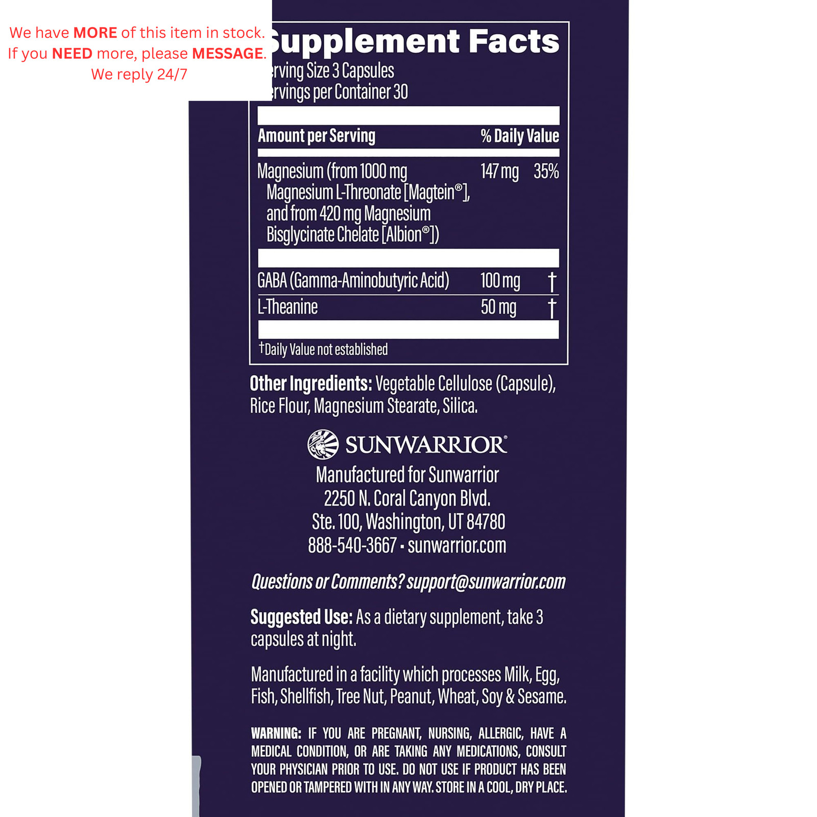 Magnesium Supplement L-Theanine Capsules Mood, Sleep & 90 Count (Pack of 1)