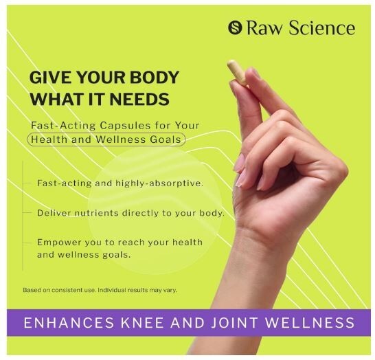 Raw Science Joint Support Glucosamine Turmeric Curcumin MSM 60Caps EXP 6/26