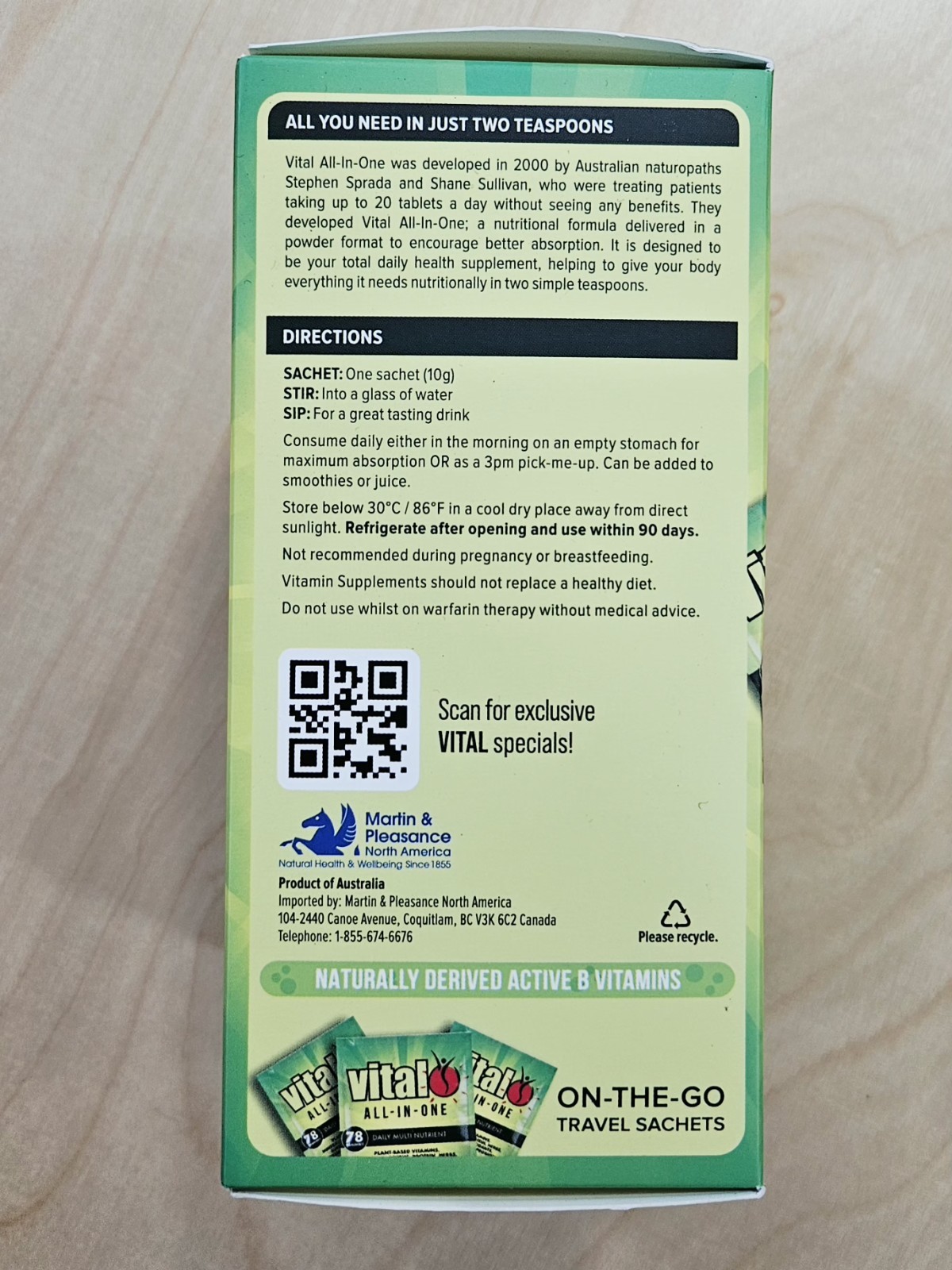 Vital All – In – One Daily Multi Nutrient On The Go Travel Sachets Exp May 2027