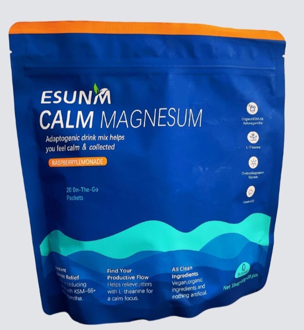 ESUNM Calm Magnesium Adaptogenic Drink Mix Raspberry Lemonade 20 Packets