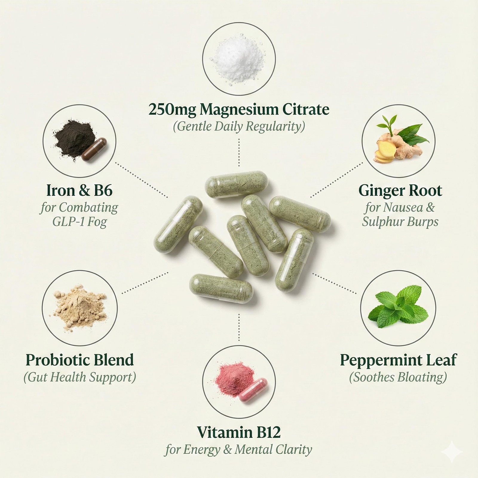 Digestive Support For Constipation, Sulfur Burps, Fatigue – Magnesium, Ginger,