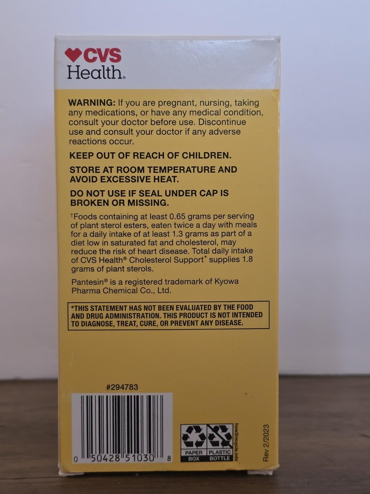CVS Health Cholesterol Support 900mg, 120 Tabs 05/2026
