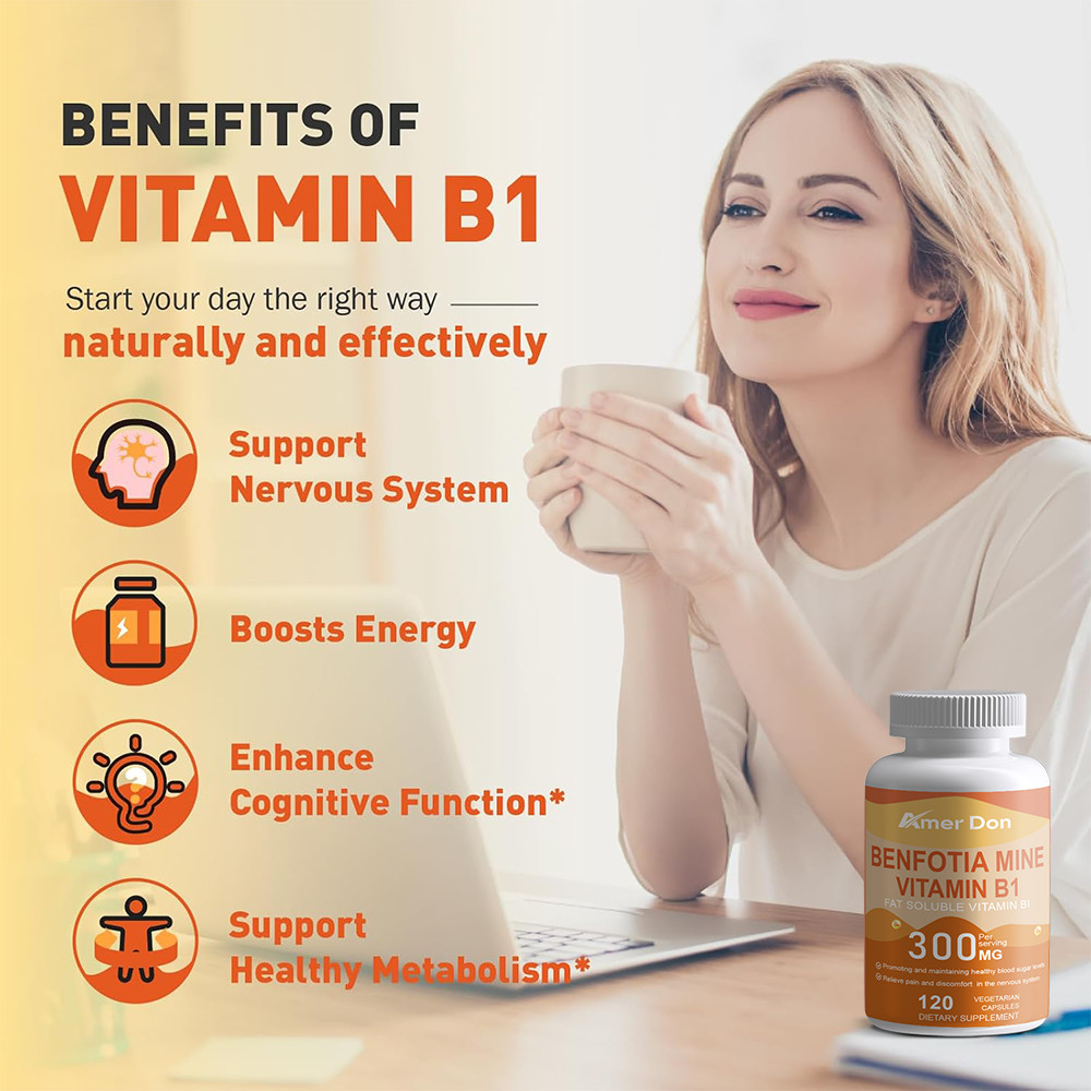 Benfotiamine 300mg 60/120 Caps Vitamin B1 Benfotiamine Thiamine Fat-Soluble