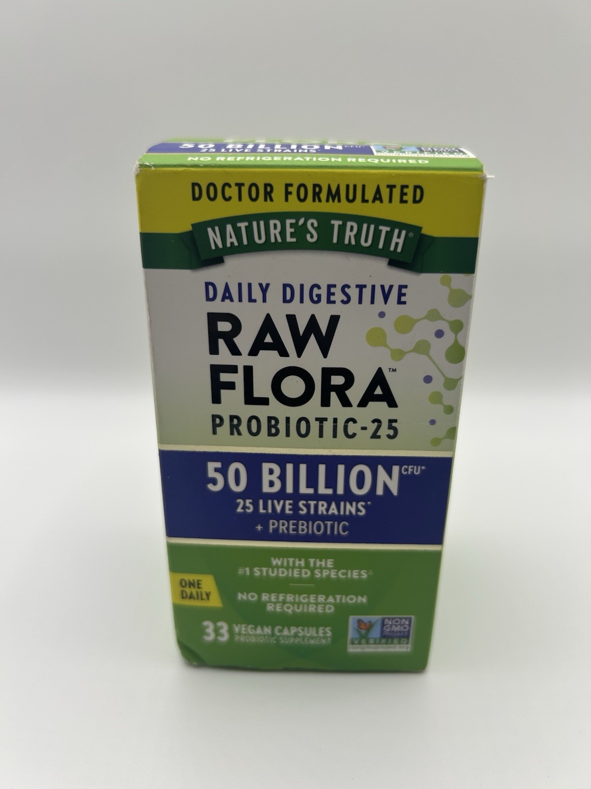 Nature’s Truth Daily Digestive Raw Flora Probiotic-25 50B 33 Capsules 8/2026