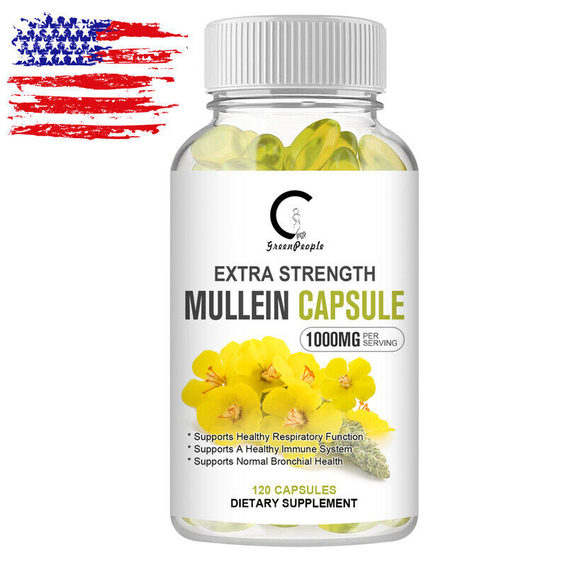 Mullein Leaf Capsules For Lung Cleansing & Detox Herbal Dietary Supplement 120pc