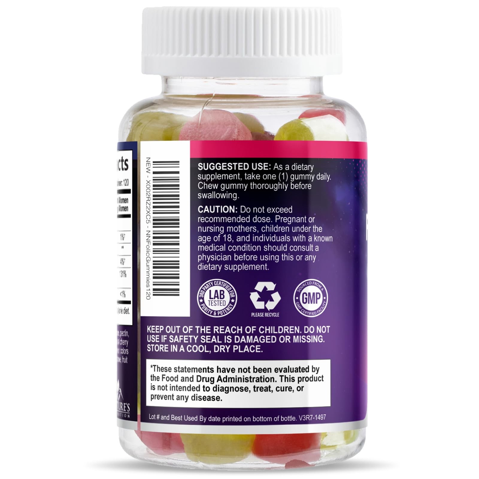 Folic Acid Gummies for Women – Folate 785 mcg Per Gummy 120 Count (Pack of 1)