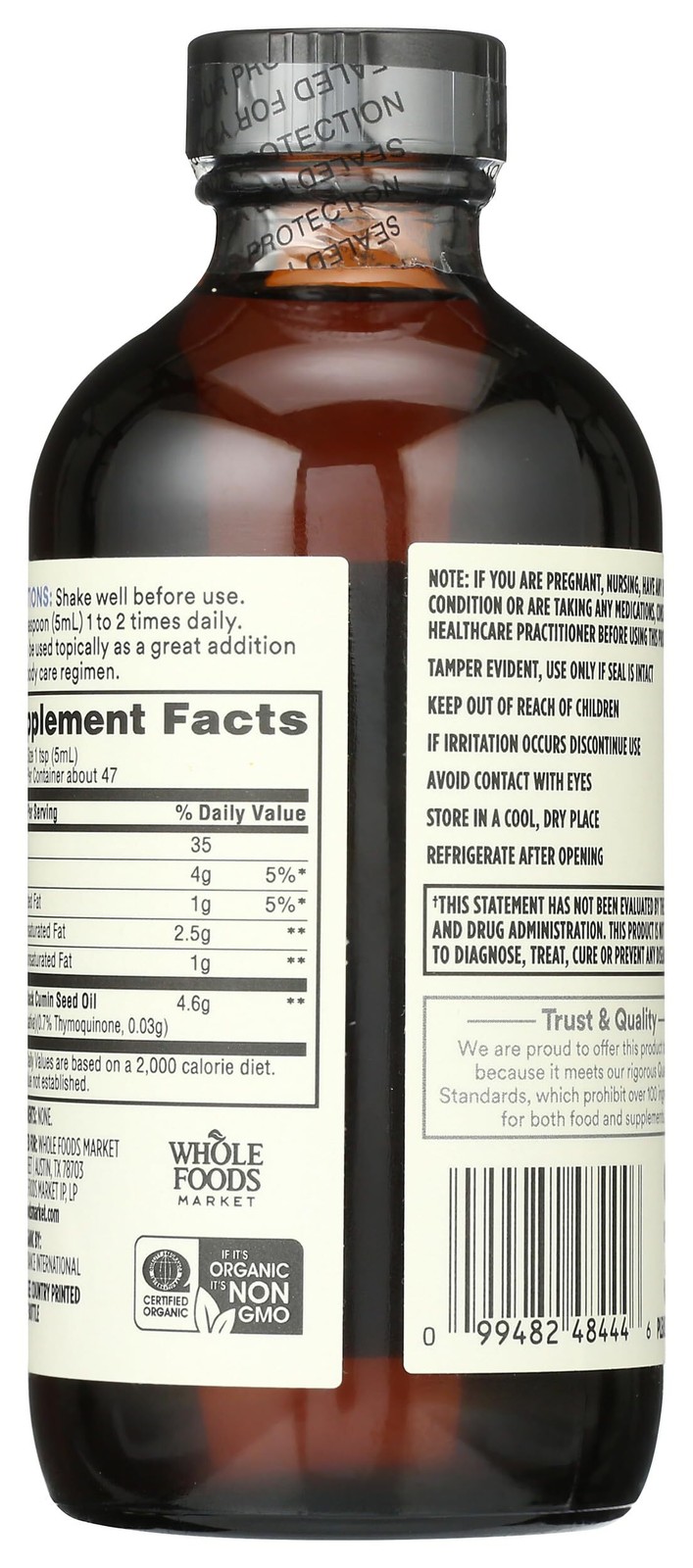 365 Whole Foods Market, Organic Black Seed Oil, 8 Fl Oz Expiration Date 02/2027