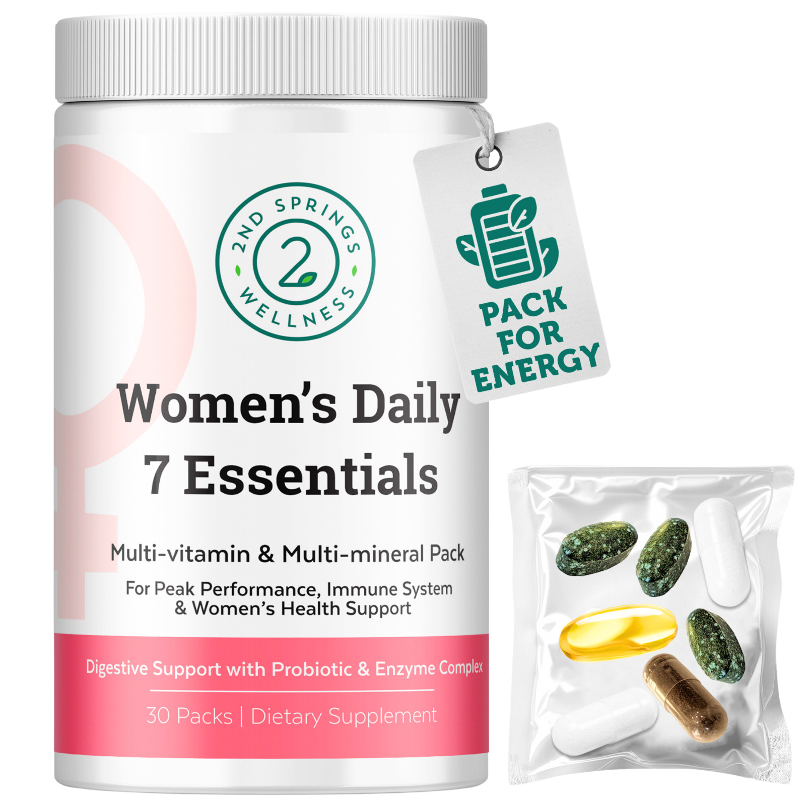 Daily 7 Essentials Women’s Vitamin Pack -30 Pack Women’s Multivitamin Complex