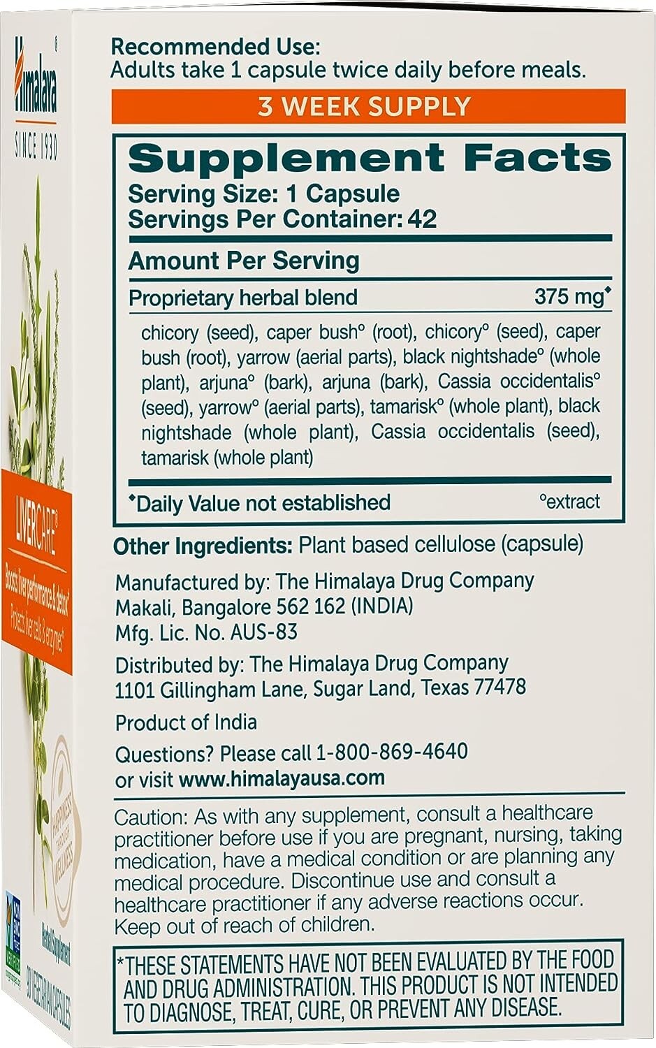 Himalaya LiverCare 42 Vegetarian Capsules