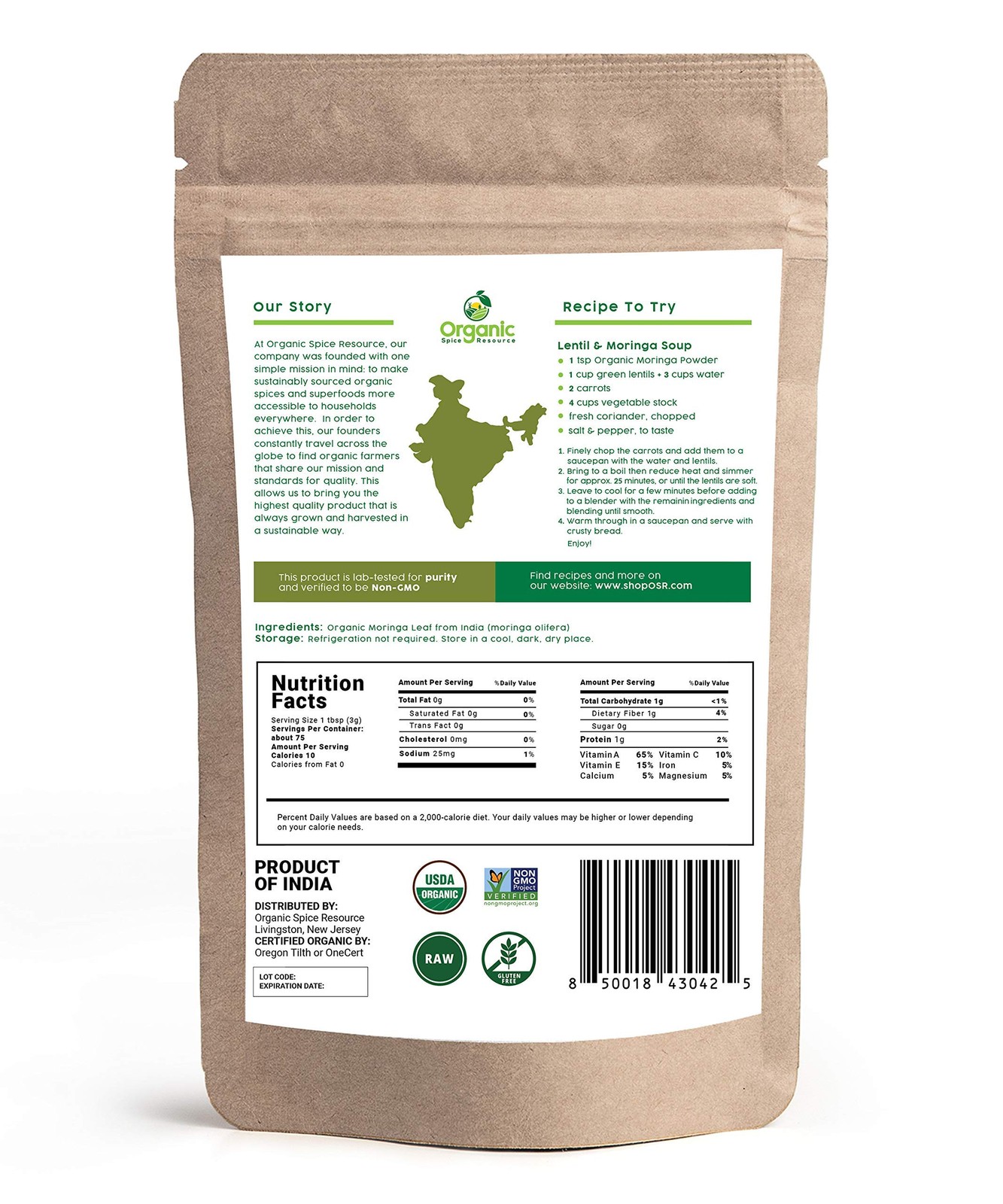 Organic Moringa Powder – 8 oz (226g) | USDA Organics, 8 Ounce (Pack of 1)