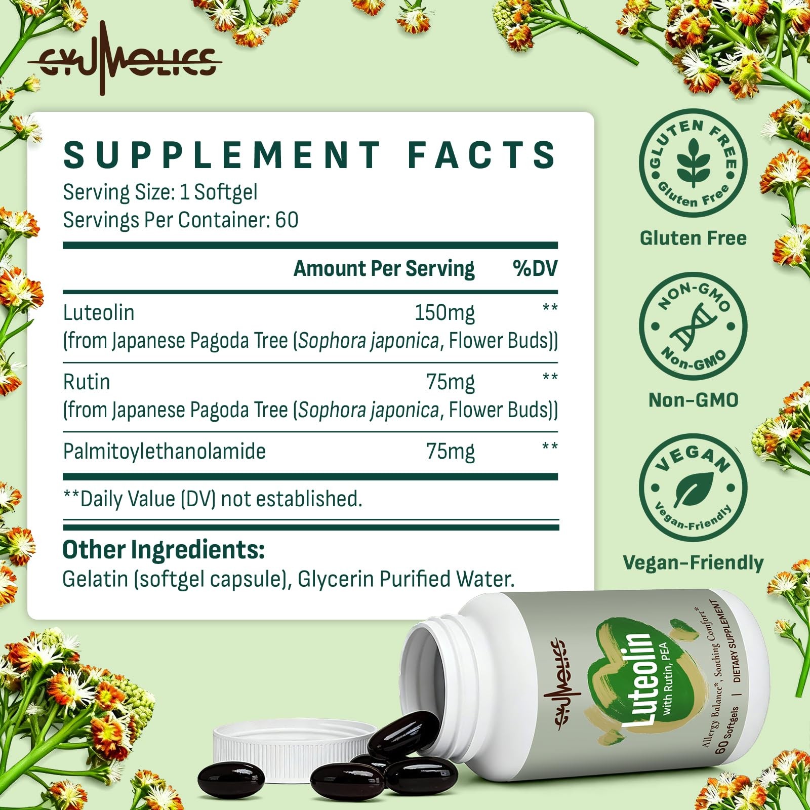 Gyumolics Luteolin 150mg Soothing Comfort Supplement 120 Softgels 2 pcs