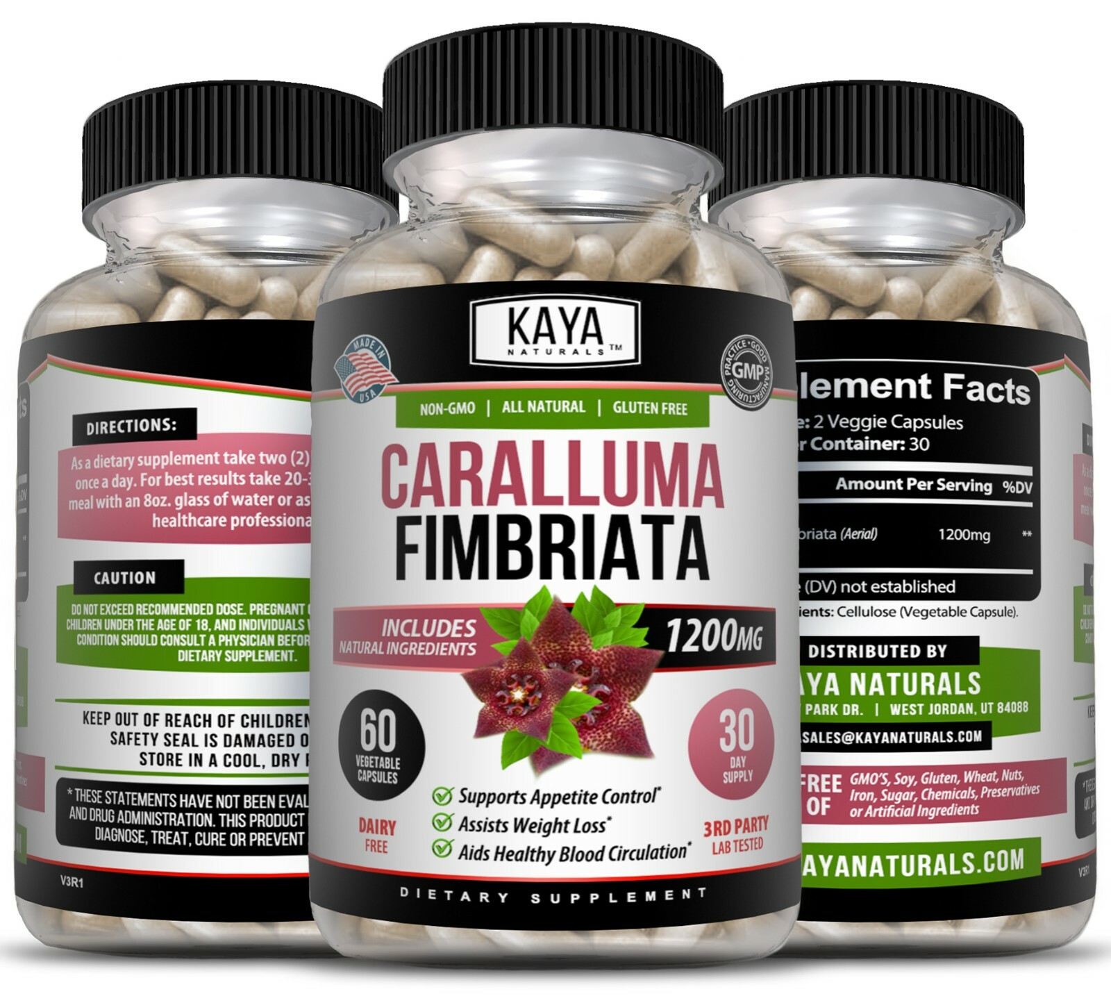 Caralluma Fimbriata 60ct.- 1200mg High Potency, Weight Loss, Appetite Control