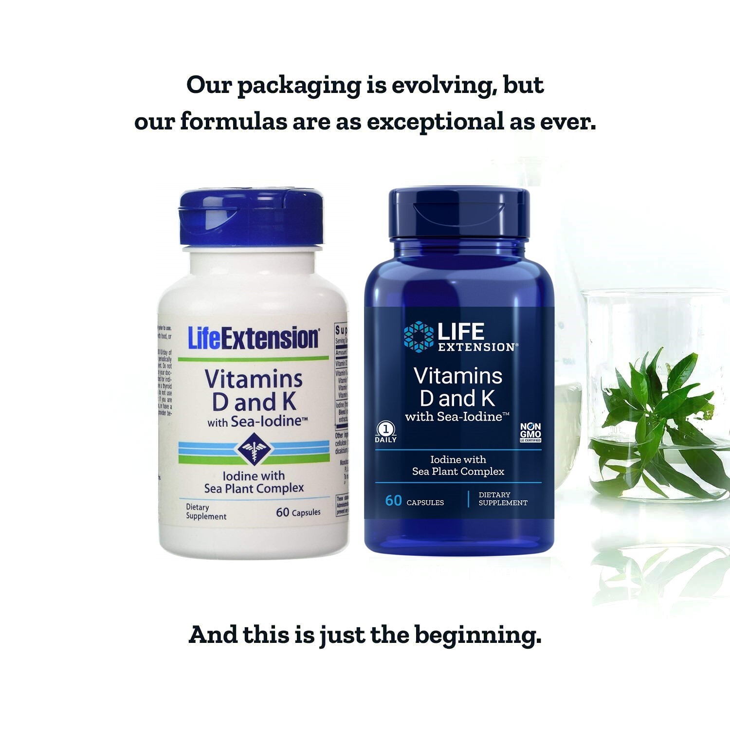 2 x Life Extension Vitamins D and K Sea-Iodine Tyriod 5000 IU 60ct – 03-2026 NEW
