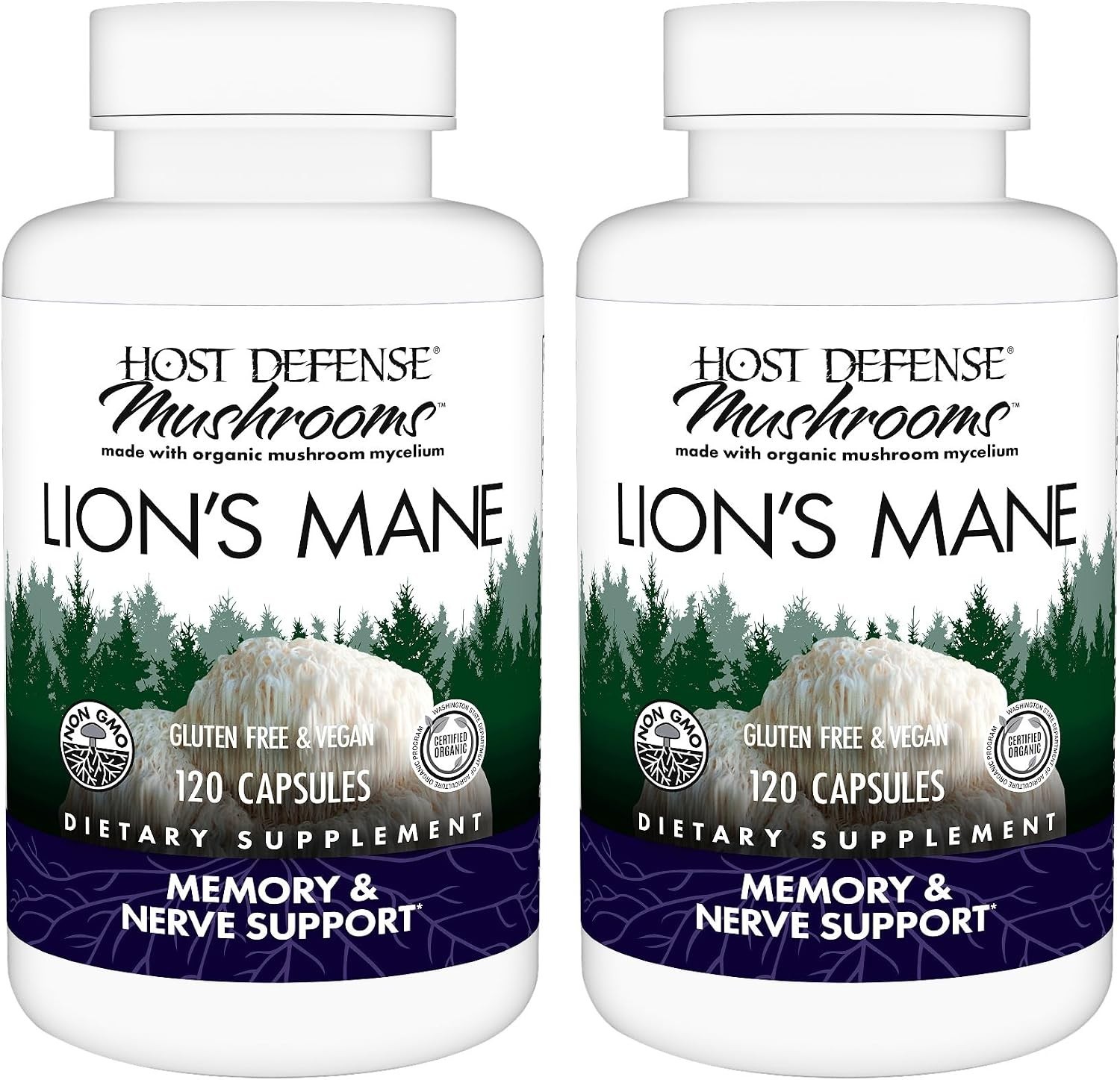Organic Lion’s Mane Mushroom Capsules 240 Count for Daily Brain Wellness