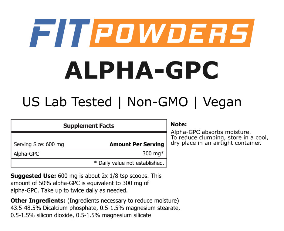 FitPowders Alpha-GPC Powder 3rd Party Tested Non-GMO with Scoop (Variations)