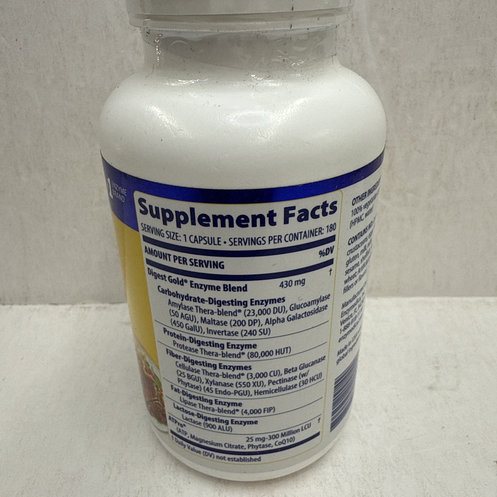Enzymedica Digest Gold Maximum Strength W/ ATP Pro 180 Capsule Digestive Support