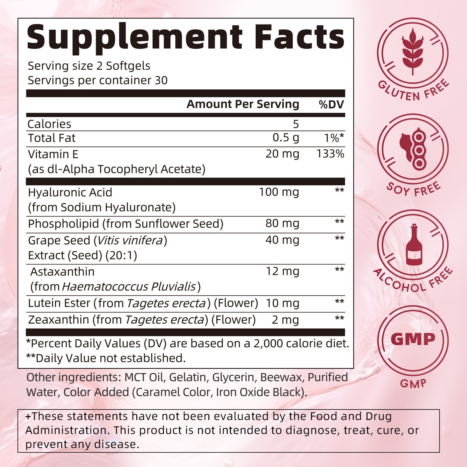 Antarctic Astaxanthin 60 Softgels Vitamin E, with Astaxanthin and Phospholipids