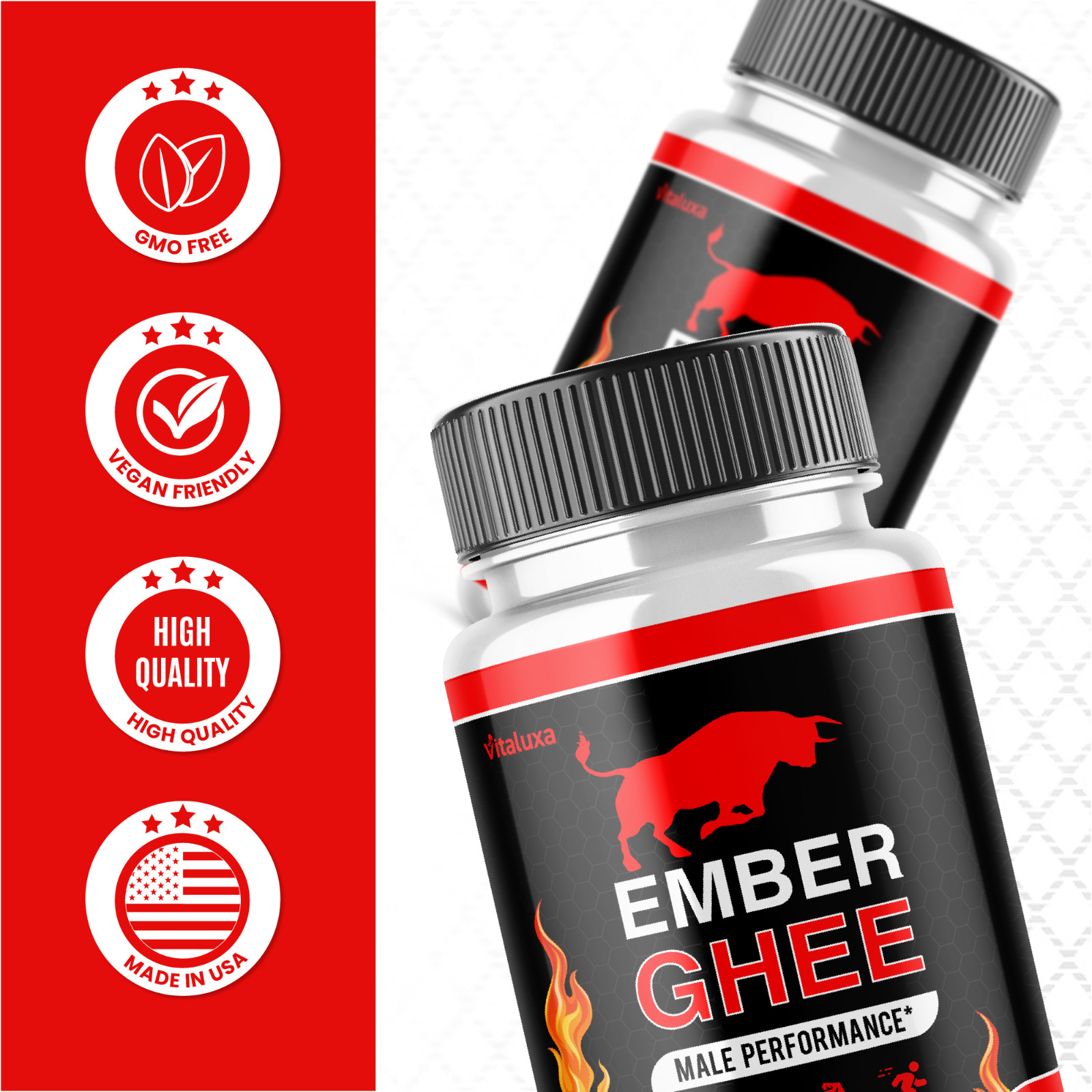 (5 Pack) Ember Ghee Male Support for Maximum Strength Supplement (300 Capsules)