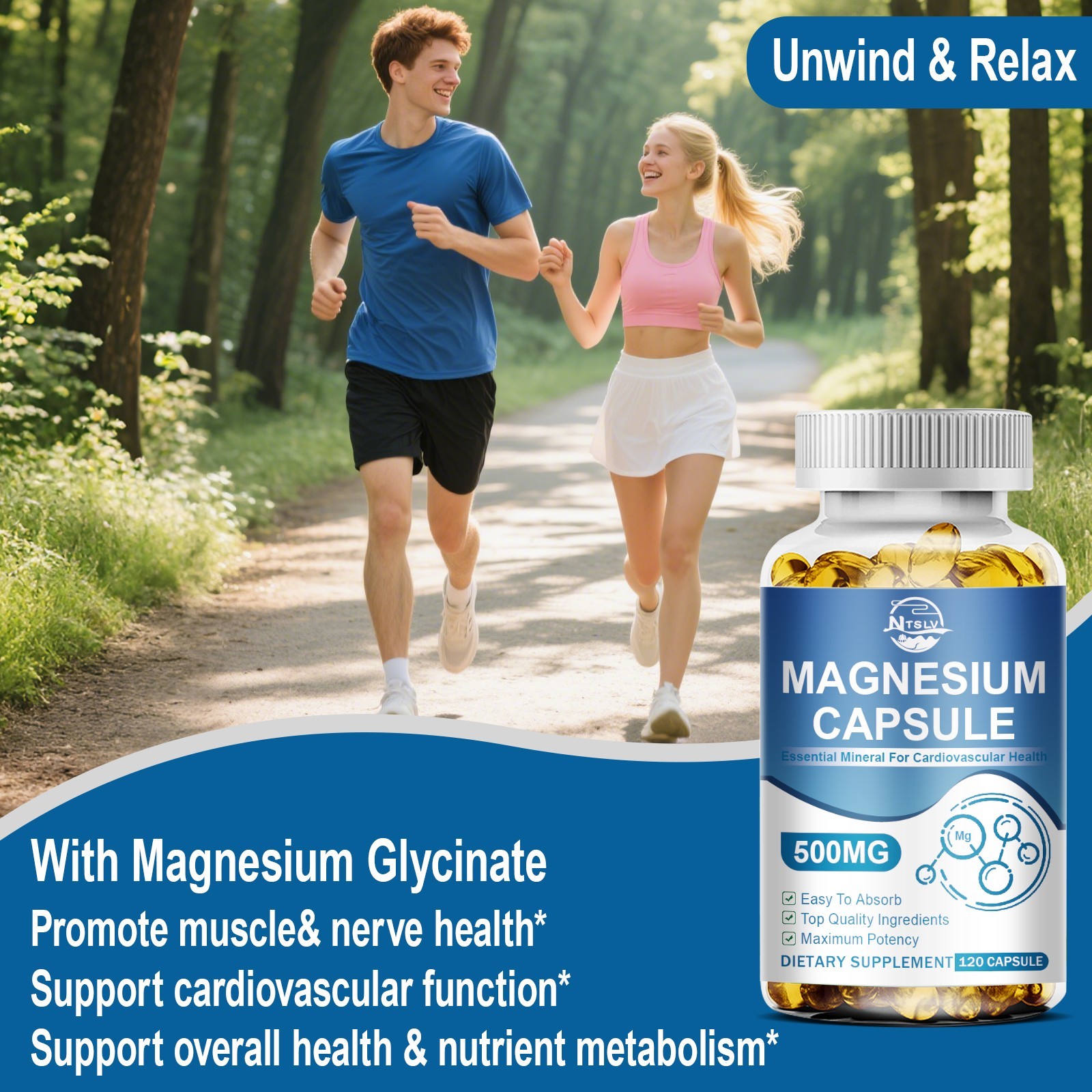 Magnesium Glycinate 500mg 120 Capsules Sleep Muscle Support