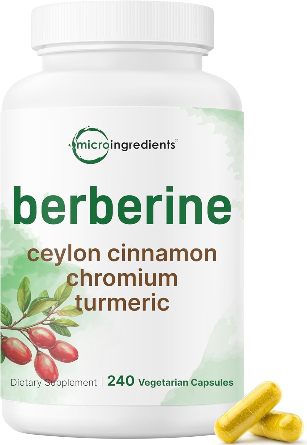 Berberine 3000mg w/ Ceylon Cinnamon & Chromium for Heart & Immune, 240 Capsules