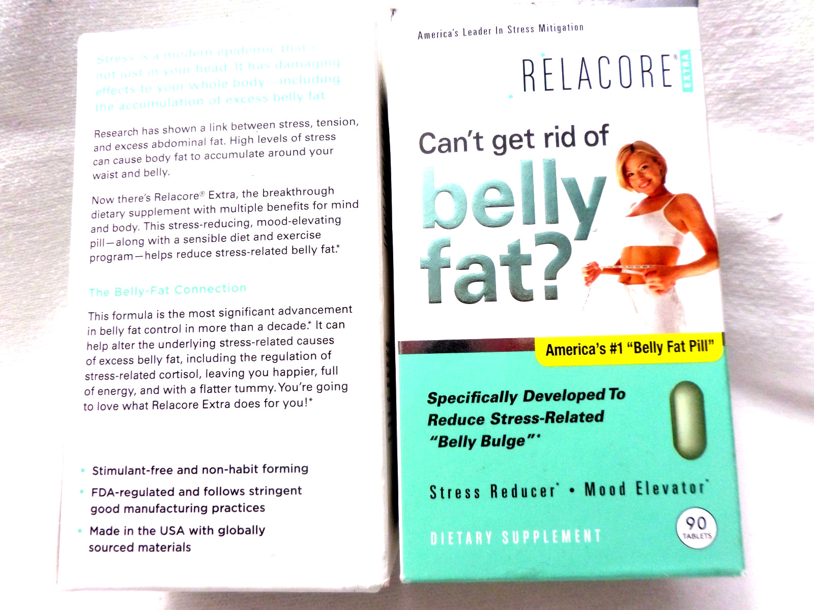 2x Relacore Extra Strength Stress Relief Pills Belly Fat Removal 90 Ct Each