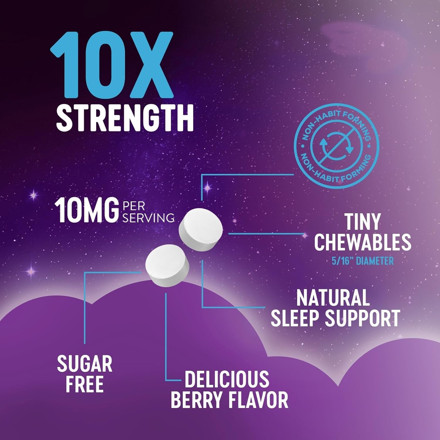 Melatonin 10mg Sleep Supplements for Adults – Max Strength, Fast Dissolve 10 mg
