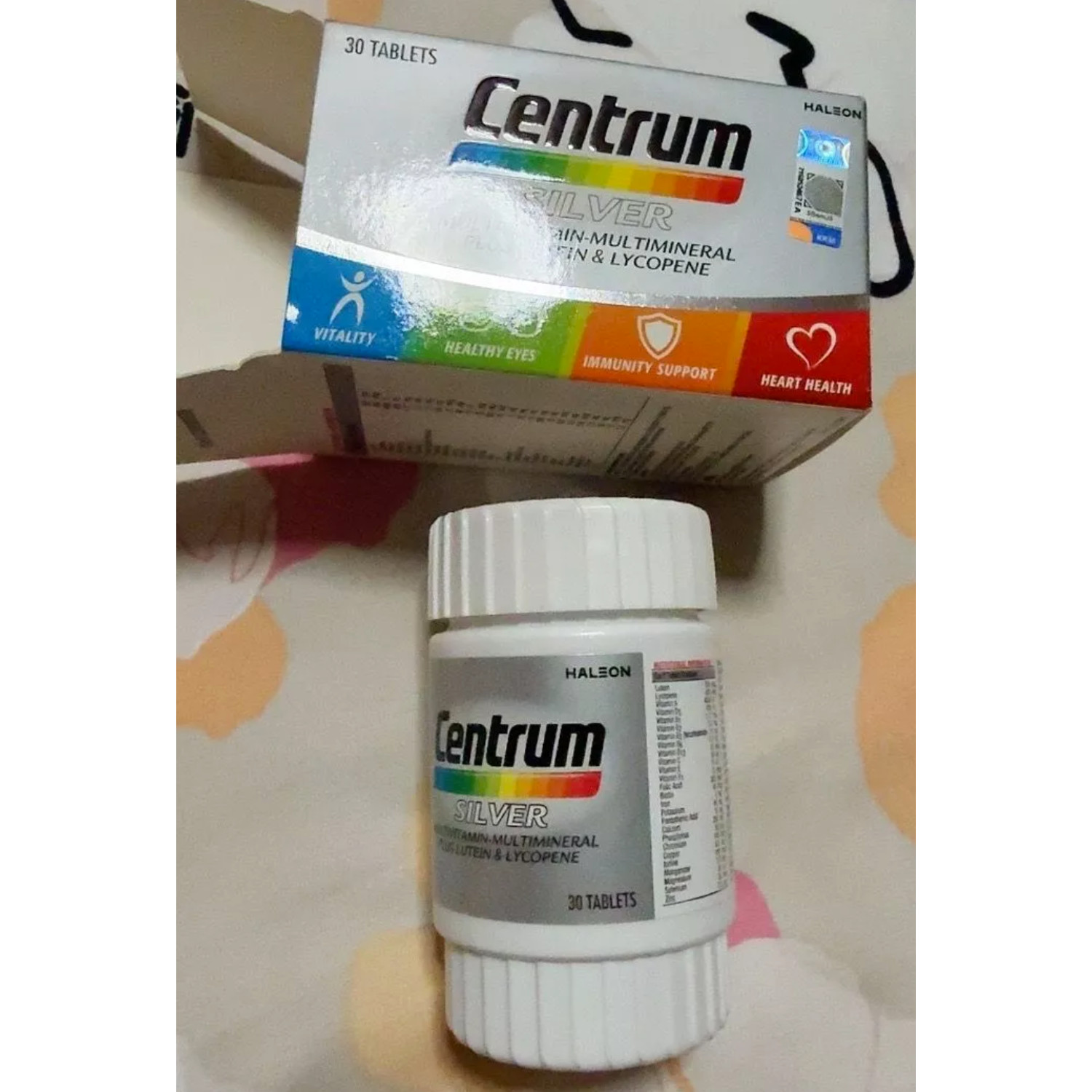 1 Box CENTRUM Silver Multivitamin-Multimineral Plus Lutein & Lycopene 30 Tablets