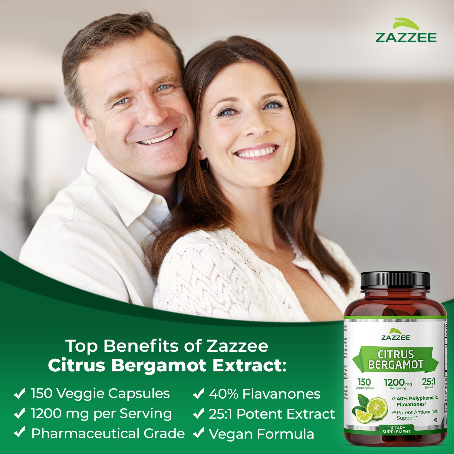 Zazzee Citrus Bergamot 25:1 Extract, 500 mg per Capsule, 150 Vegan Capsules