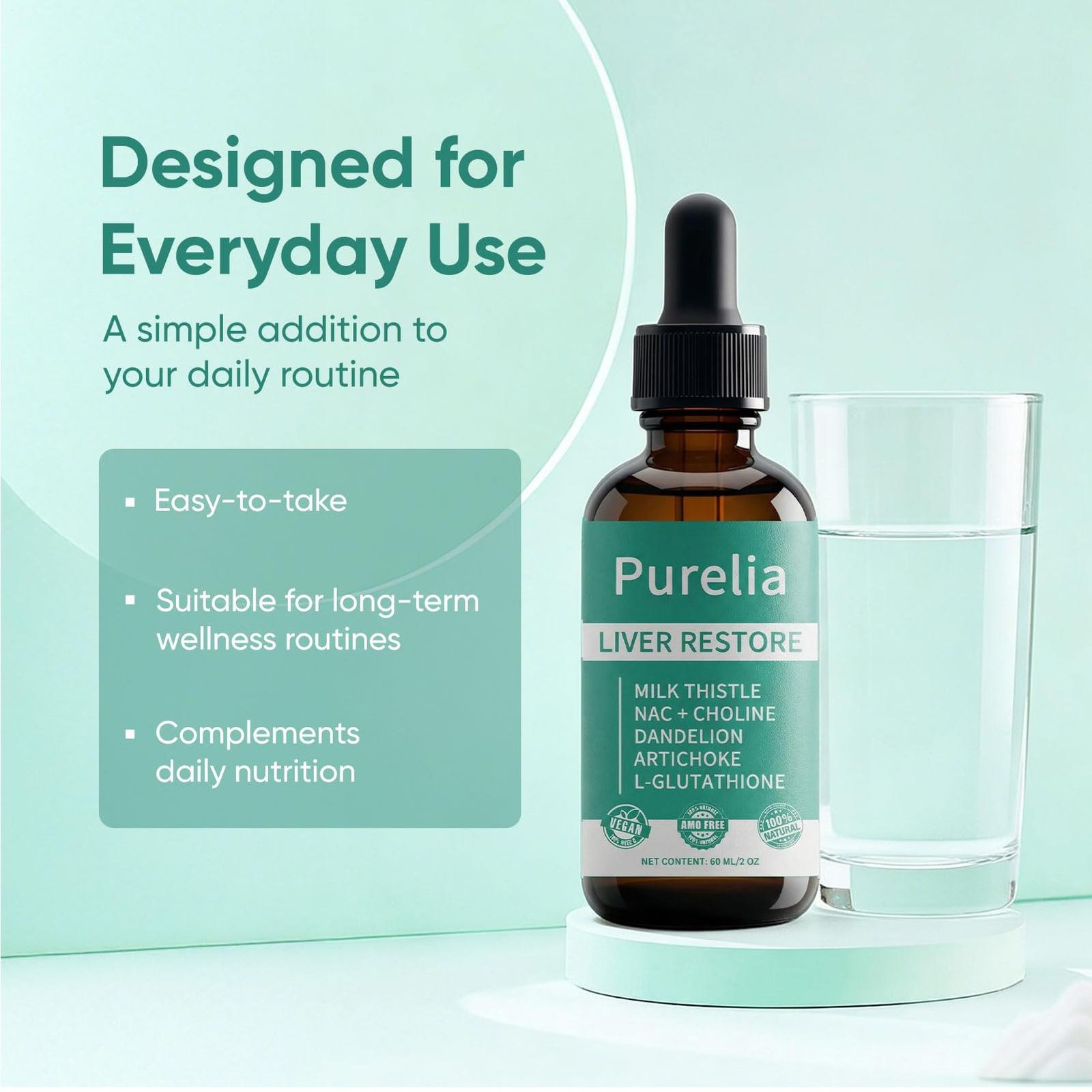 Purelia Liver Restore Drops – Complete Liver Detox Support Supplement 60ml