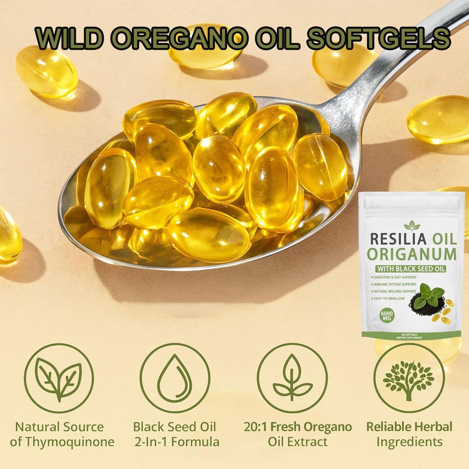 RESILIA Oil Of Oregano With Black Seed Oil 6,000MG