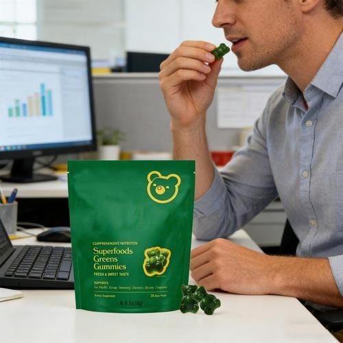 Multivitamin Gruns Vegetable Bears Gummies, Superfood Greens Blends Gummy 120g
