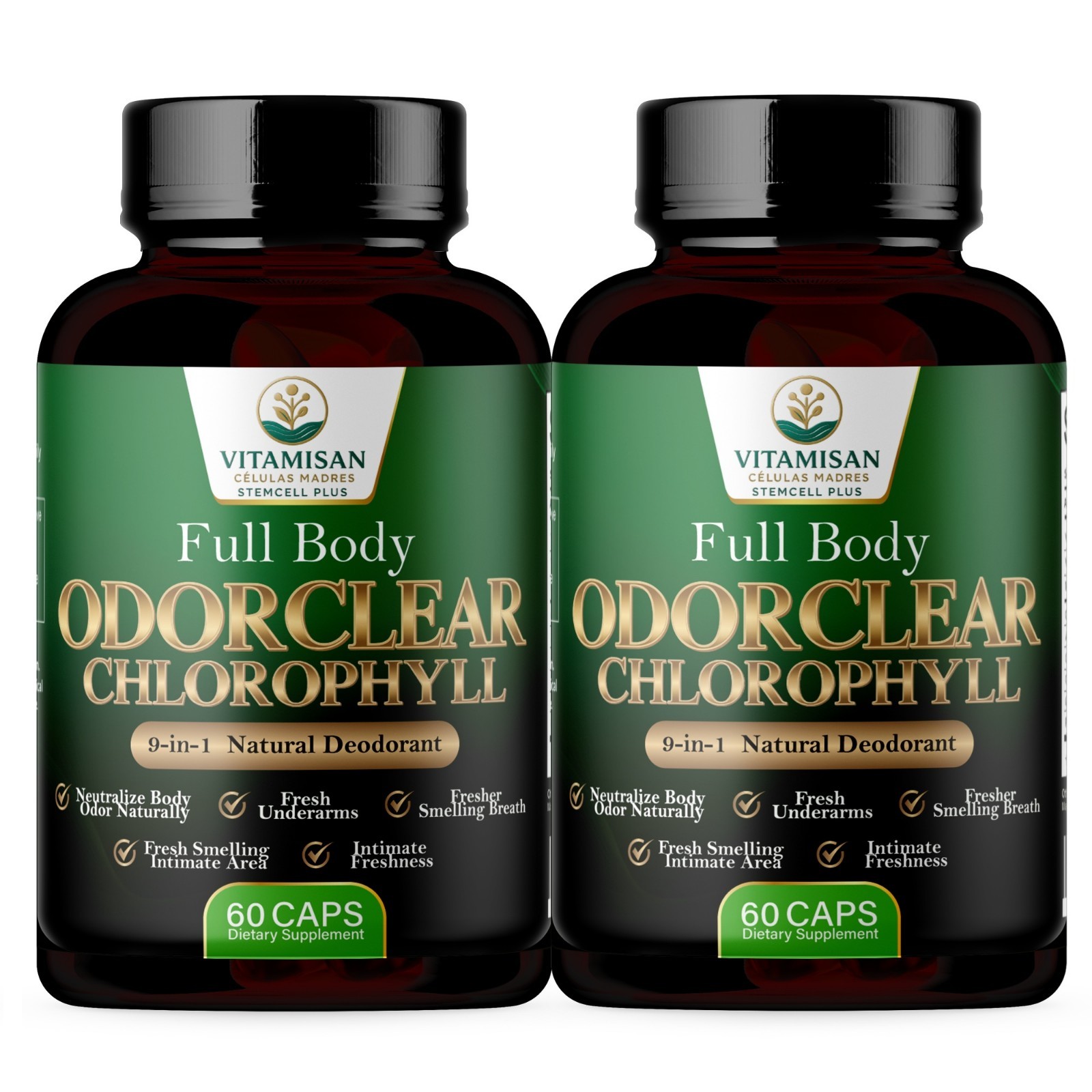 VITAMISAN OdorClear Chlorophyll Capsules – Internal Deodorant – 120 Caps